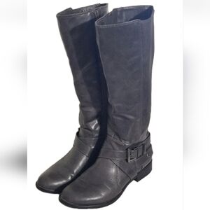 LifeStride Racey Gray Riding Boot Wide Shaft Womens Size 7M Buckle Accent Boots